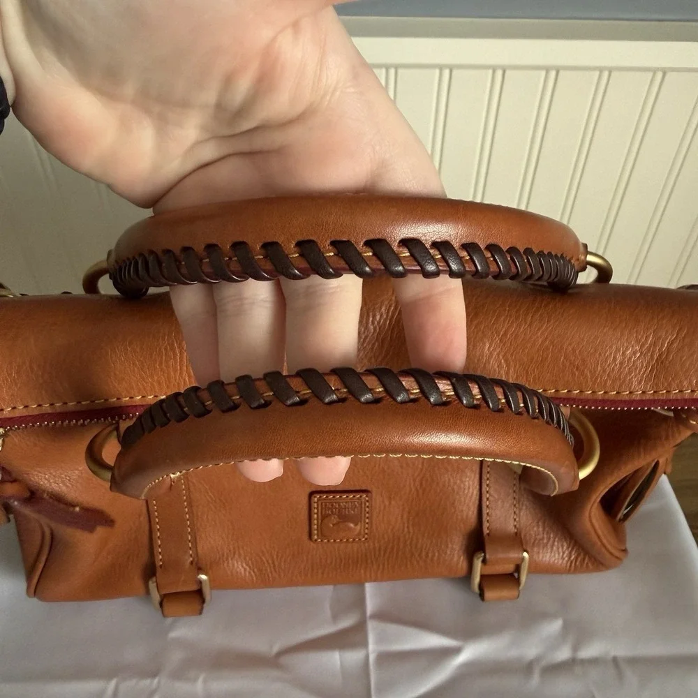 Dooney & Bourke Medium Natural Brown Florentine Leather Satchel  Bag Purse EUC